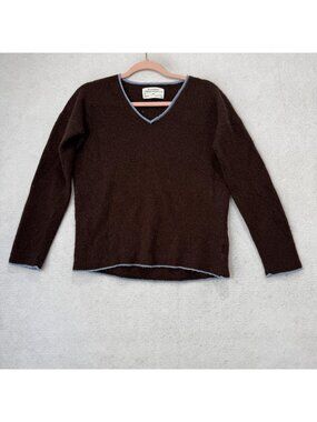 REI Cooperative Sweater Womens Small Brown V Neck 100% Lambswool Knit Pullover